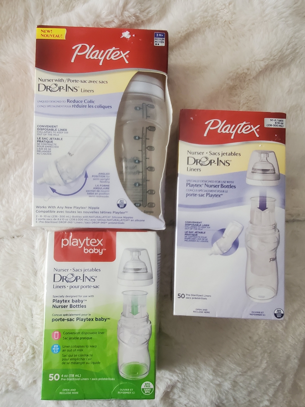 Playtex Drop-Ins Nursery Bottles & Bottle Liners 4oz 8oz